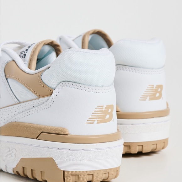 New Balance 550 Women's White and Tan Sneakers - Picture 3 of 5